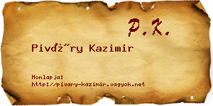 Piváry Kazimir névjegykártya